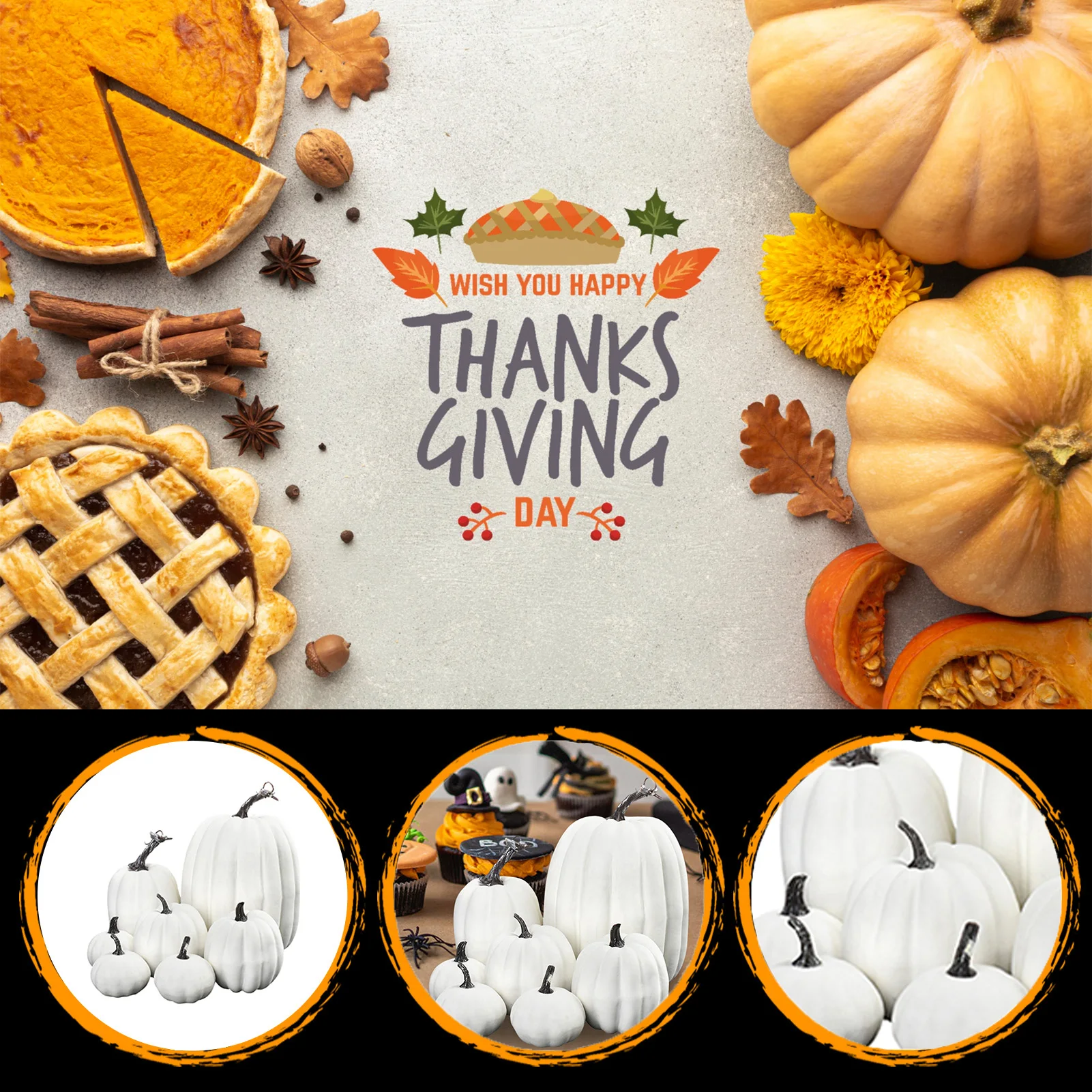 مجموعة نماذج اليقطين الواقعية للهالوين الديكور الاصطناعي القرع المزيفة لديكور المنزل والشحن المحلي في الولايات المتحدة #3