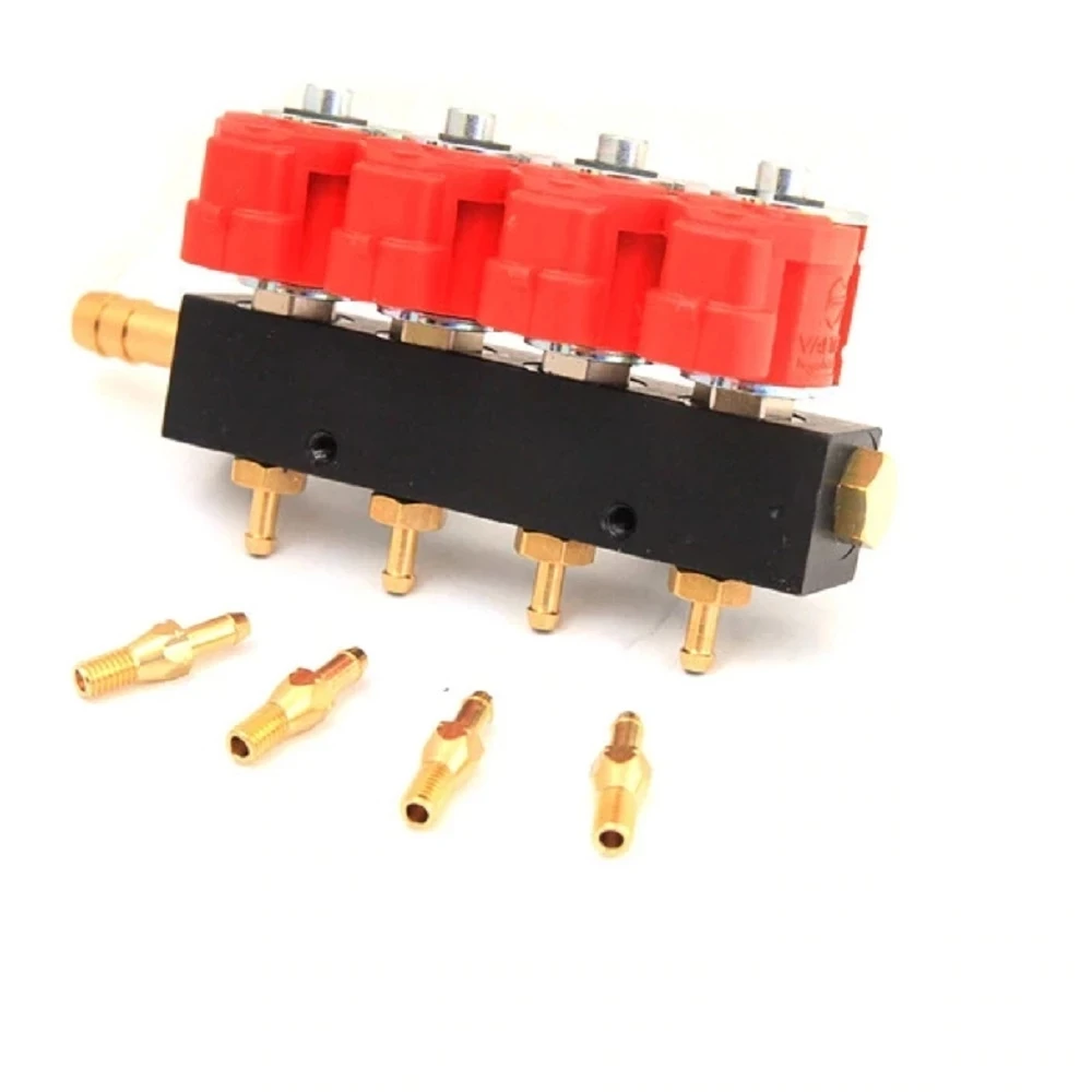 High Speed CNG LPG Injector Rail 3Ohms For 4cylinder Sequential Injection System Common Injector Rail And Accessories