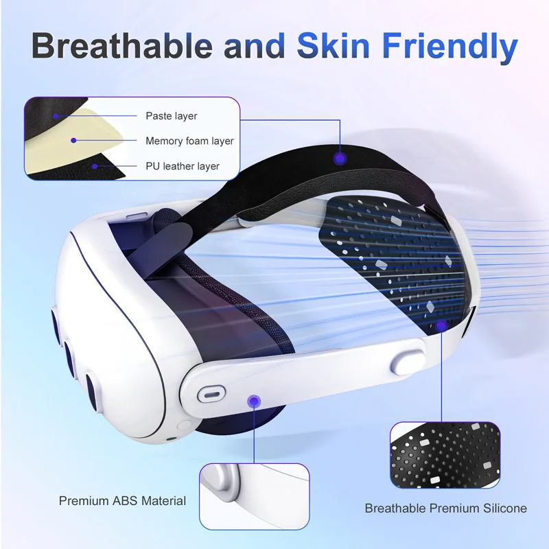 Adjustable VR Headset Strap Reduce Head Pressure Replacement Strap-Headband Accessories for Meta Quest 3 Accessory