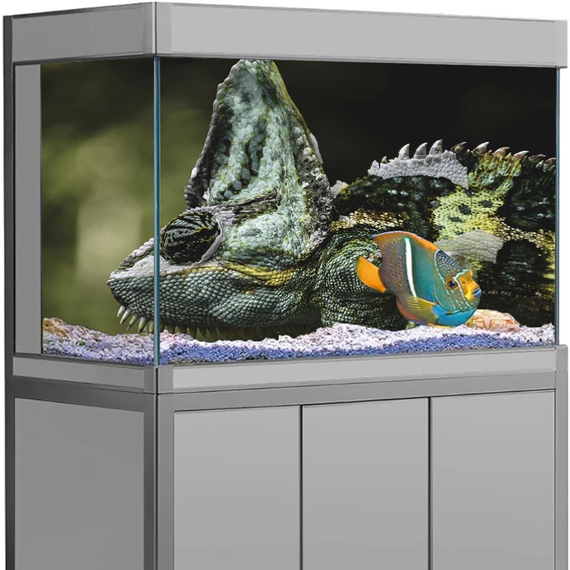 lizard Climbing the Pet Aquarium Vinyl Sticker Background Poster HD Rock Stone Self Adhesive Fish Tank Wallpaper 3d Background