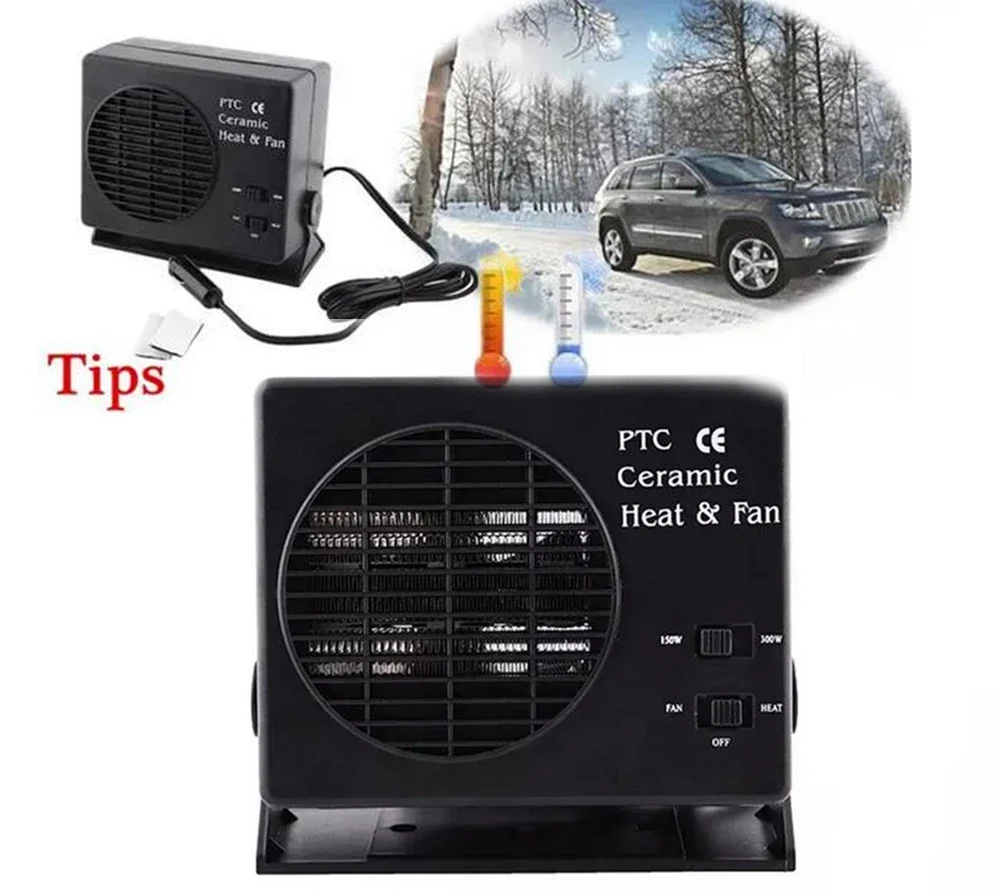 Car Fan Car SUV Accessories for Vehicles Ceramic Car Portable Car Heater Electric 12V 150W/300W Auto Temperature Control
