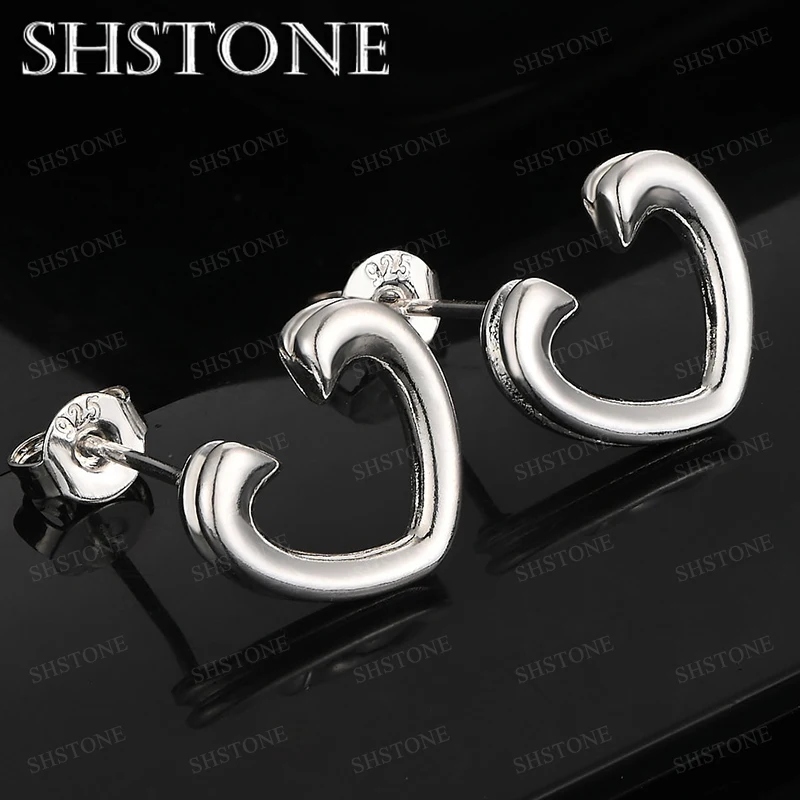 

Fine 925 Sterling Silver Earrings For Women Man Engagement Wedding Party Delicate Heart Stud Earring Accessories Jewelry