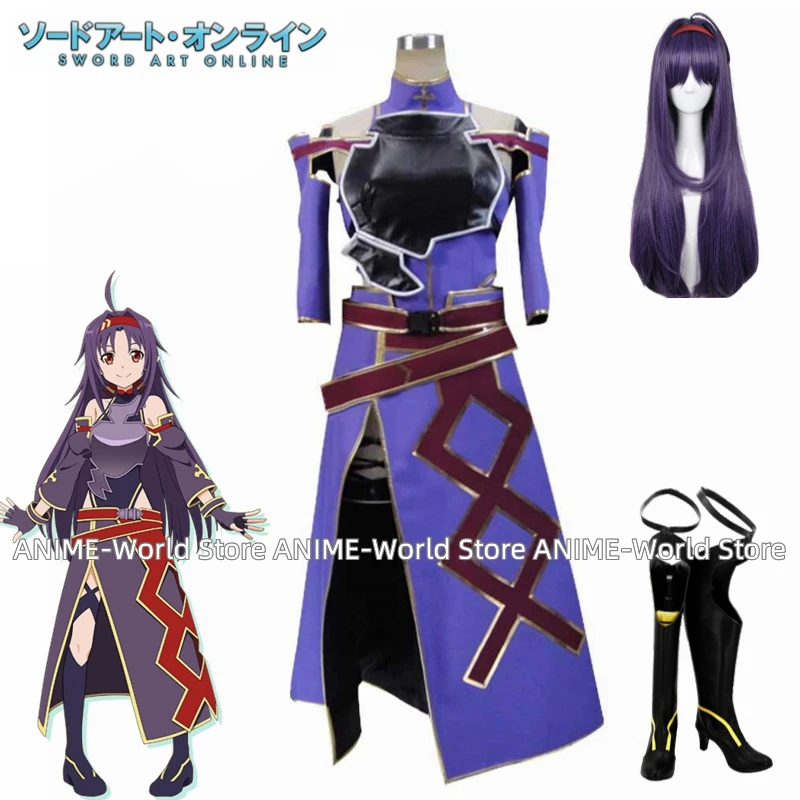 Disfraz de Cosplay de Anime Konno Yuuki, ropa de carnaval, Halloween, Navidad, tamaño personalizado, peluca de cualquier tamaño, zapatos DJSY