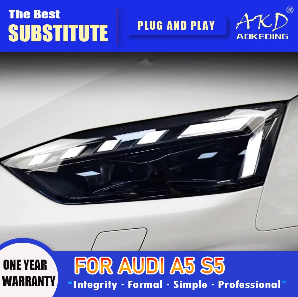 AKD Head Lamp for Audi A5 RS5 LED Headlight 2017-2021 Headlights A5 DRL Turn Signal High Beam Angel Eye Projector Lens