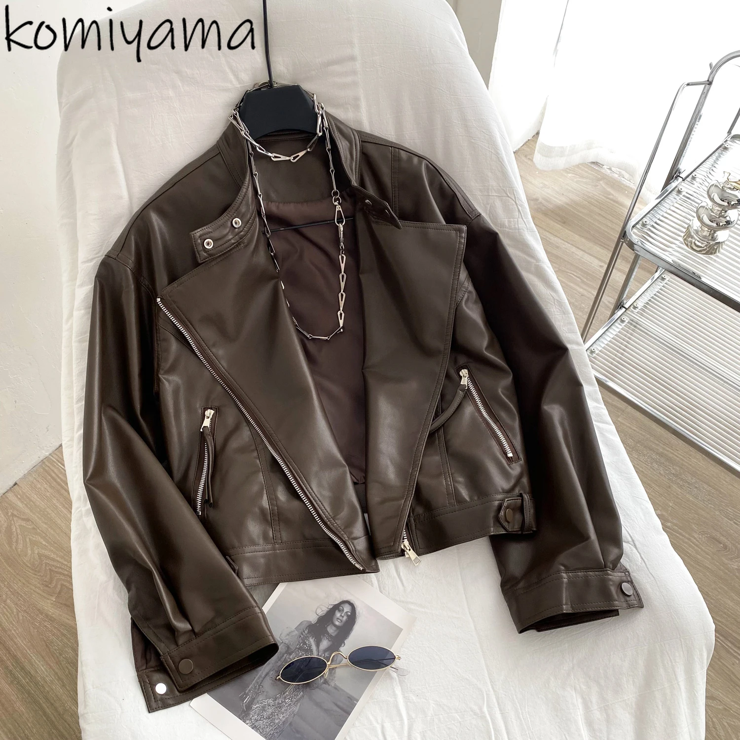

Lapel Neck Zip 2025 Casaco Casual Pu Leather Chaquetas De Mujer Autumn Jacket Spice Girl Jaqueta Feminina Moda Woman Jackets