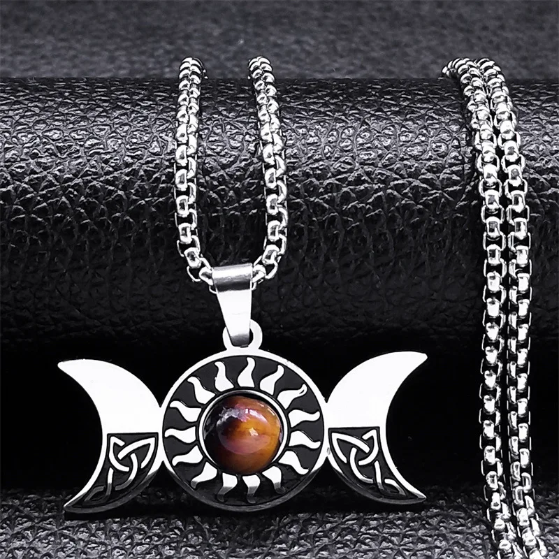 2024 new fashion stainless steel Trinity Pentacle Sun Pendant clavicle chain everything matching necklace accessories anniversar