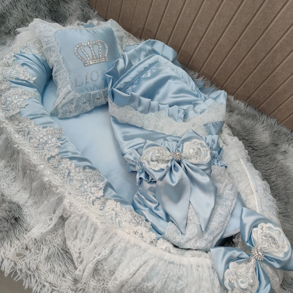 Beginnings Silk Soft Baby Lounger Pillow Quilt Set 0-1 year Babies Crib Bedding French Lace Newborn Essentials Baby Nest Lounger