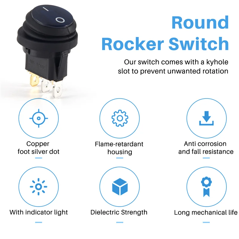 

Hot Selling-5 Pcs 12V 20A Waterproof Round On/Off Rocker Switch Car Auto Boat SPST,5 Pcs 12V 20A Waterproof Round On/Off Rocker