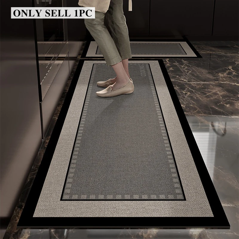 Kitchen Mat Long Anti-slip Stain-resistant Floor Mats Wear-resistant Loop Pile TPR Carpet Modern Minimalist Style Home Decor Rug