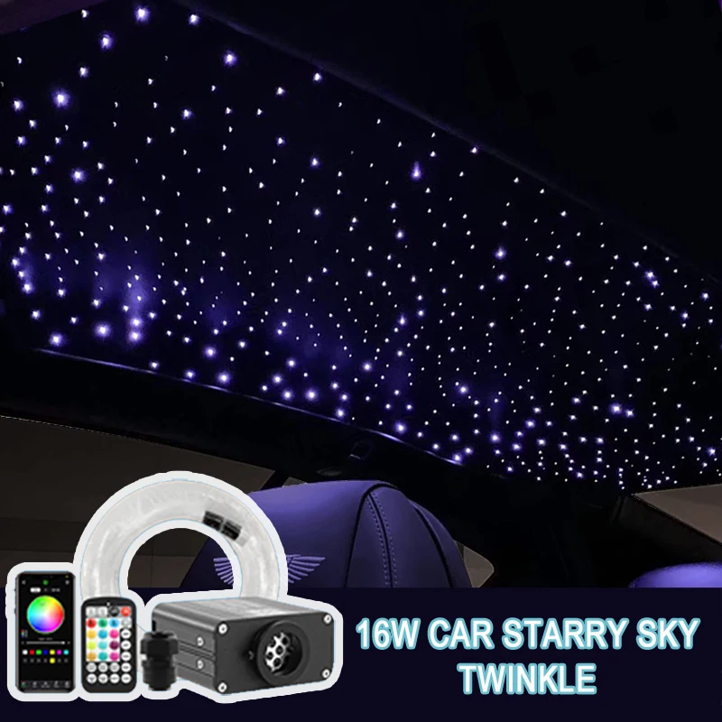 16W scintillant ciel étoilé voiture étoile lumière voiture toit Fiber optique lumière plafonnier voiture décor à la maison 600 étoiles Kit