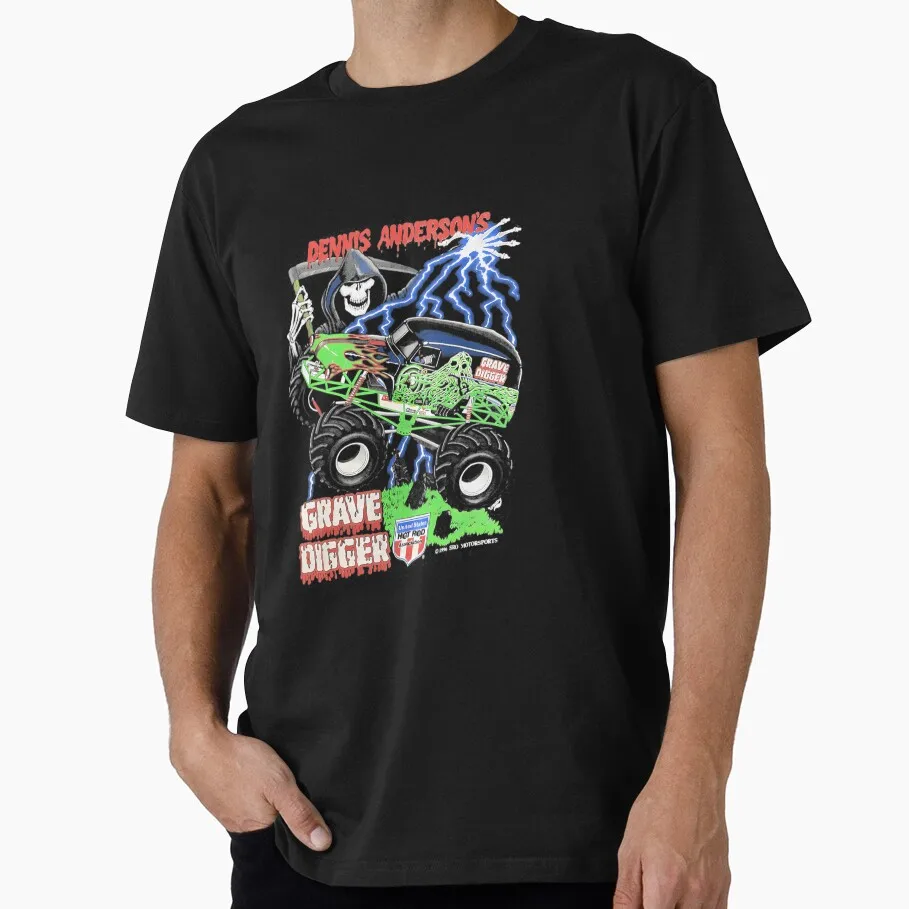 Grave Digger Dennis Anderson Motor Sport Gift T-shirt 0921 Short Sleeve Graphic clothes 100% cotton print Tee All size S-6XL