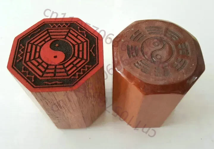Taoist Supplies, Single Side Peach Wood, Seven Star Eight Trigrams Seal