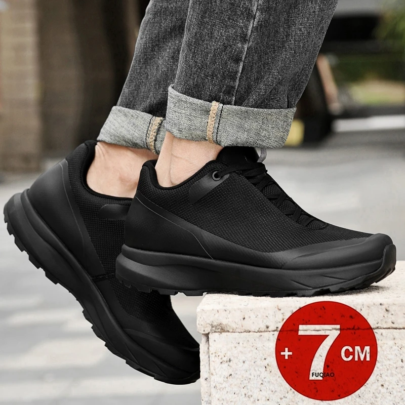 

New 7cm Men Invisible Height Increasing Casual Shoes High Quality Soft Non Slip Hidden Lift Shoes Comfortable Elevator Men Shoes