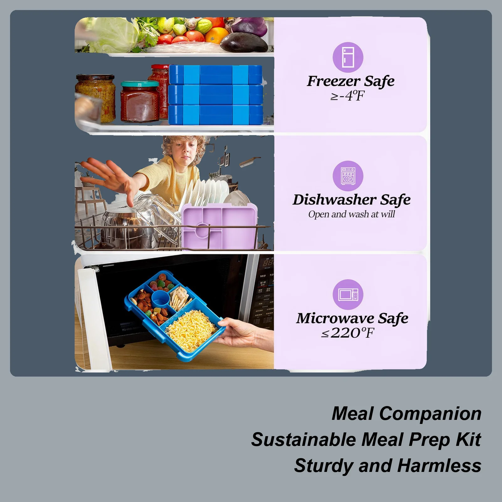 

Lunch Box Kids 810ml Leak-proof Snackle Box Container Food Storage For Outdoor Work Beach Travel Vacation Sea Commuting Hiking