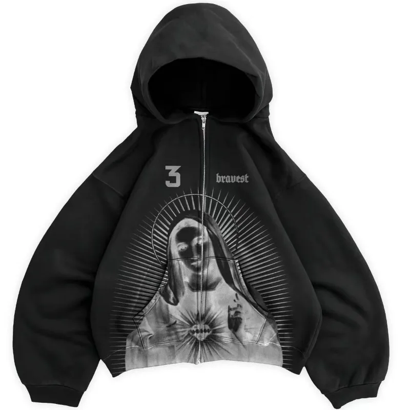 Y2k 하이 스트리트 겨울 남성 오버사이즈 후디, 미국 레트로 개성 프린트 맨투맨 힙합 패션, 펑크 스타일 풀오버