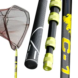 JOSBY 70/95/112cm 2.1/3.0/3.6/4M Retractable Fishing Net Telescoping Foldable Landing Net Pole Folding Landing Net Fly Fishing