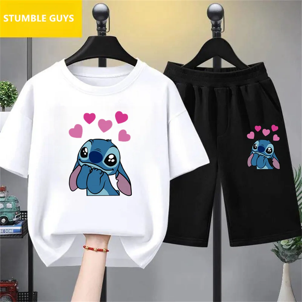 Disney Lilo Stitch Children T-Shirt Kawaii T Shirt Anime Cartoons Children Casual Clothes Tee Shirt Kid Girl Boy Fashion Y2K Top