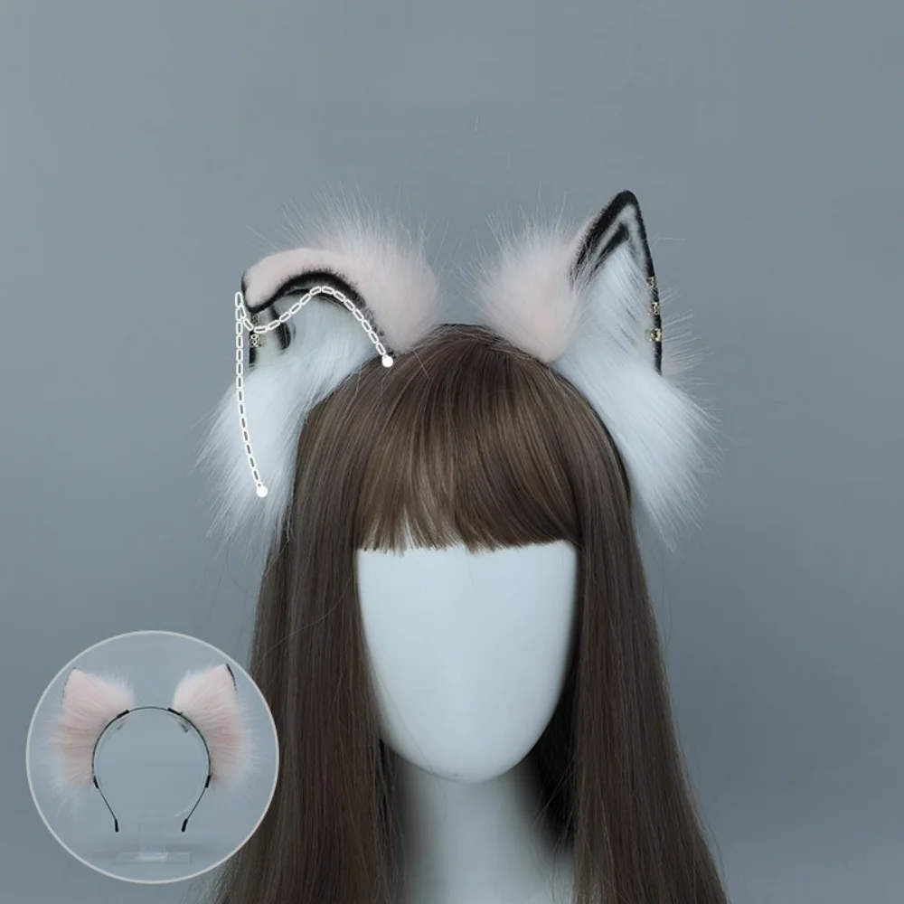 Cute Animal Ears Headband Set Kawaii Simulation Plush Fox Tail Role Playing Costume Cosplay Props Adjustable Hair Accessories