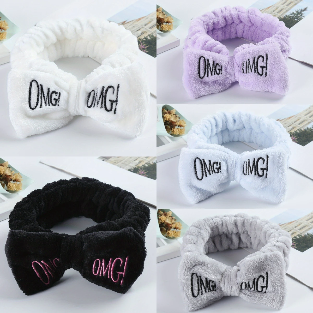 

Letter Embroidery Wash Face Hair Holder Hairbands Coral Fleece Bow Ears Headband for Women Girls Turban Fashion Hair Accessories