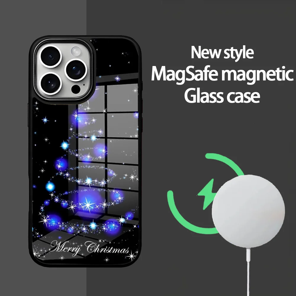

Merry Christmas Tree Deer Phone Case For IPhone 16 15 14 13 12 11 Pro Max Plus Mini Magsafe Mirror Wireless Magnetic Cover