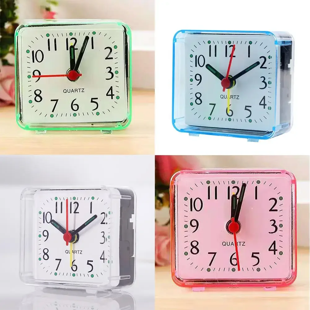 1pc Table Clock Square Alarm Clock Small Alarm Electronic Bed Compact Travel Clock Quartz For Child Students Desk Alarm Decor