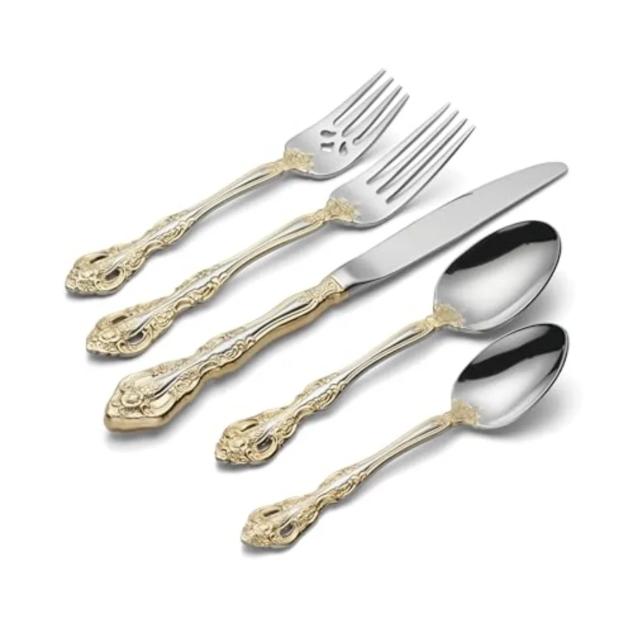

F100020Al20 Golden 20 Piece Fine Flatware Set Service For 4 Metallic
