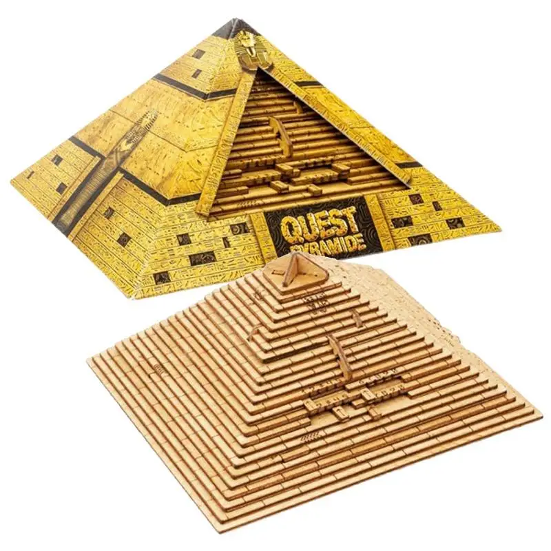 

3D Wooden Pyramid Decryption Mystery Toy STEM Science Educational Toys IQ Brain Teaser Puzzle Archaeology Gifts For Kids