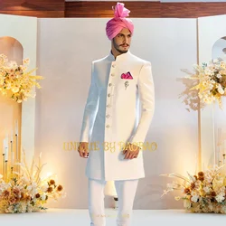 Men's 2-piece Formal Suit (Jacket + Pants) Ivory Indian Sherwani for Wedding Groom Reception Banquet Prom Party Custom Tuxedo