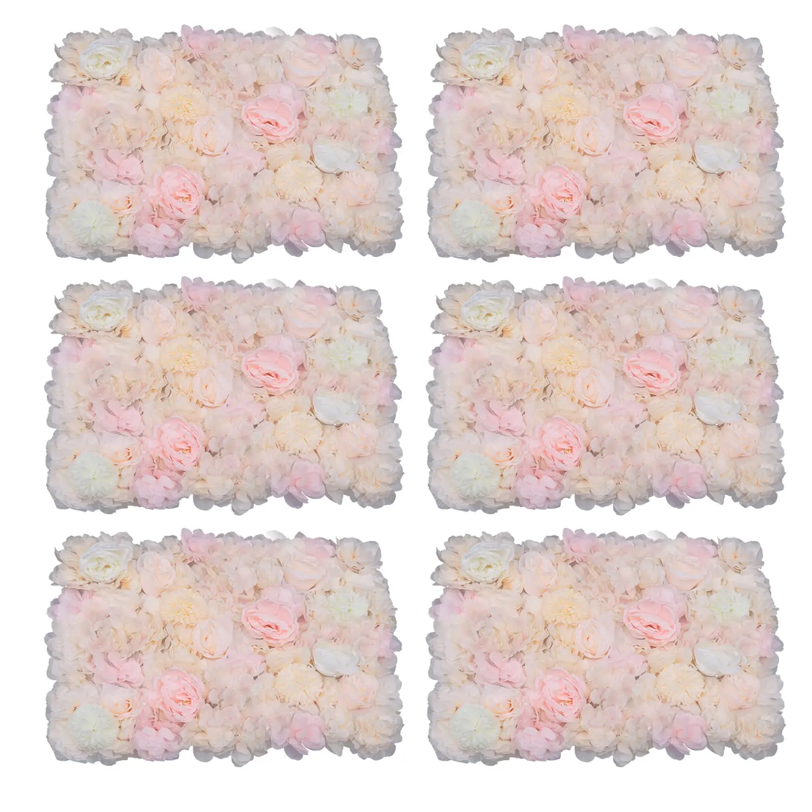 

DNYSYSJ Flower Wall 6PCS 23.62" x 15.75" x 0.79" Lifelike Candy Champagne Peony Rose Artificial Flowers Panel Silk Fabric Floral