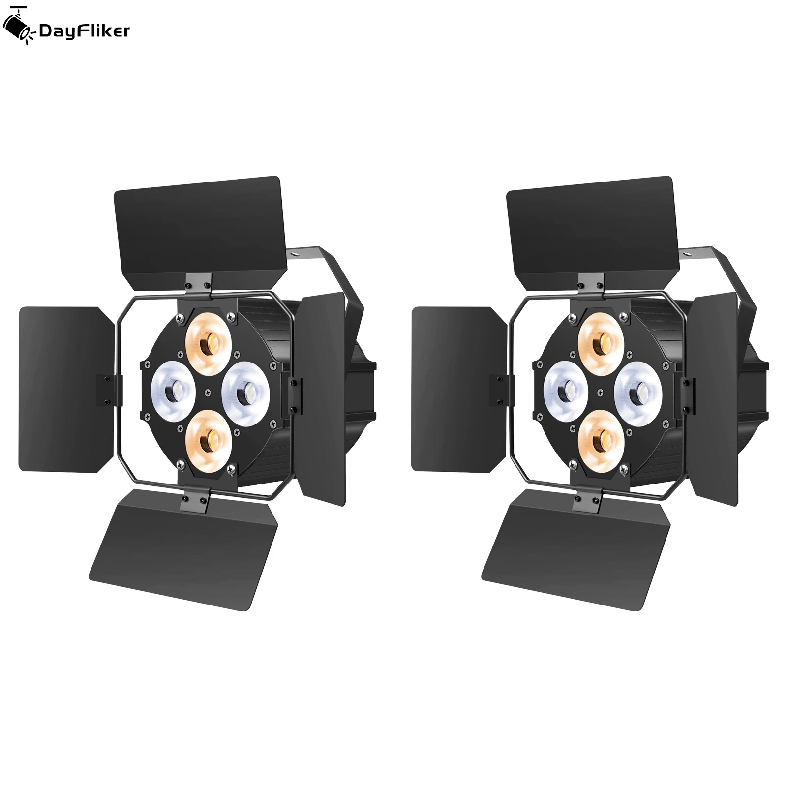 

DayFlicker 2Pcs 120W LED Par Light DMX512 Stage Light with Barndoors for Theater Studio Photostudio Home Decoration Party