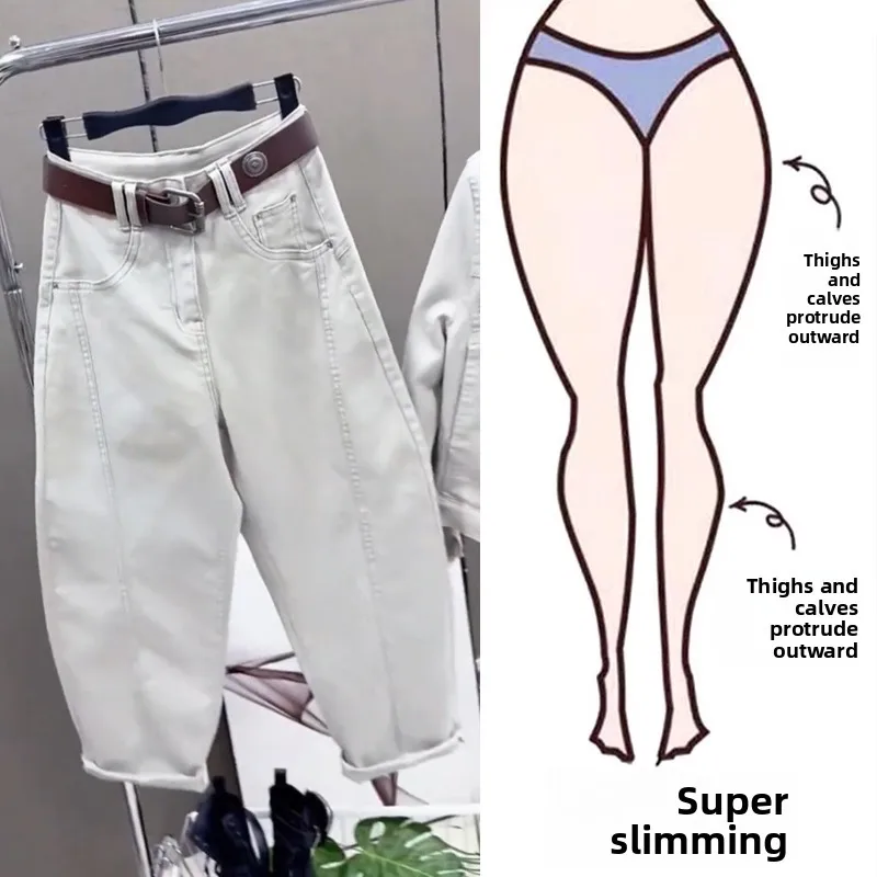 

High Waist Wide Leg Jeans Women's plus Size Spring Summer Casual Comfortable Slimming Nine Point Pants Fashionable Versatile