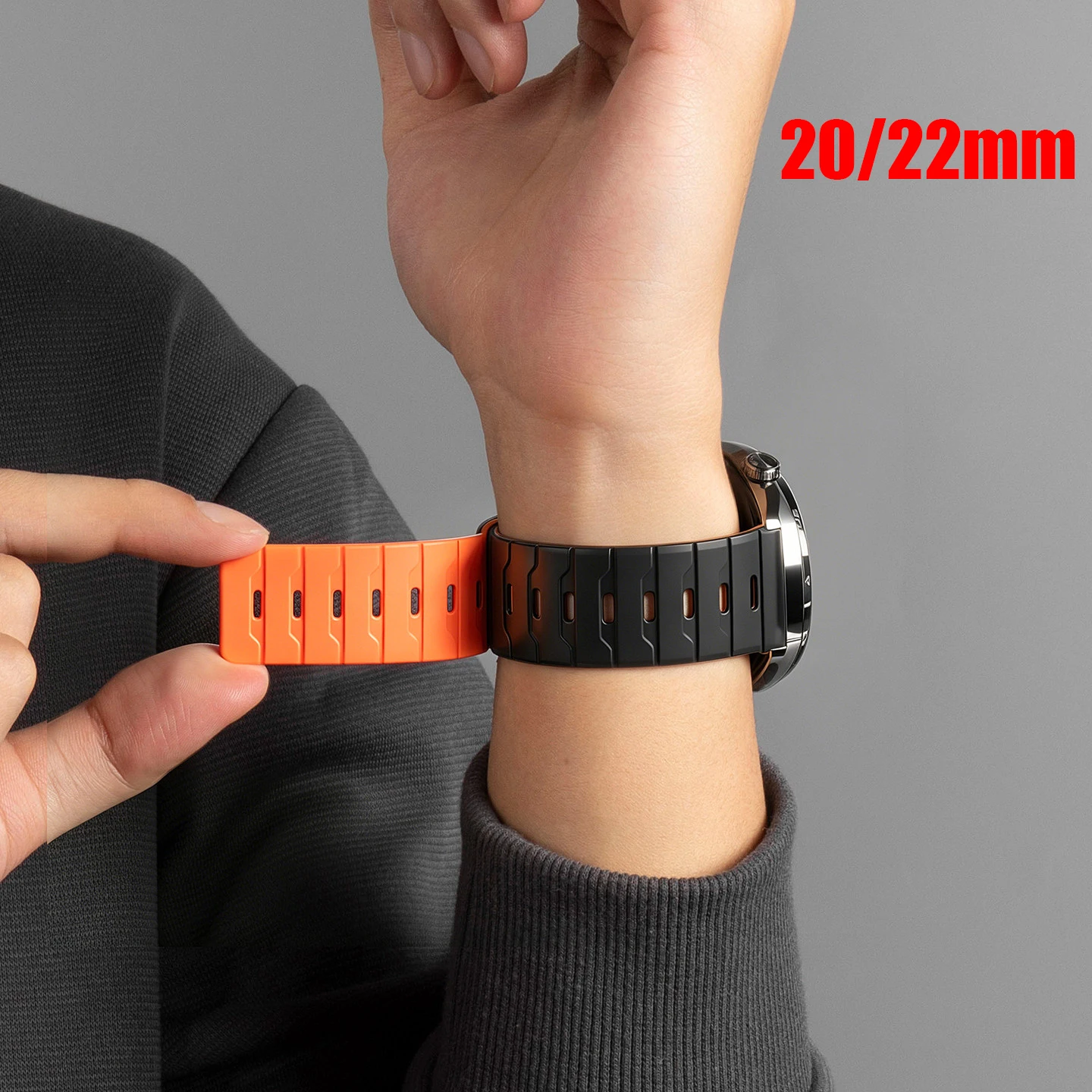 20 22mm for Garmin Venu 4 45mm/Venu 3 2 SQ Vivoactive 5 6 3 4 Magnetic loop Silicone Band Forerunner 265 255 165 570 645 Strap view 2