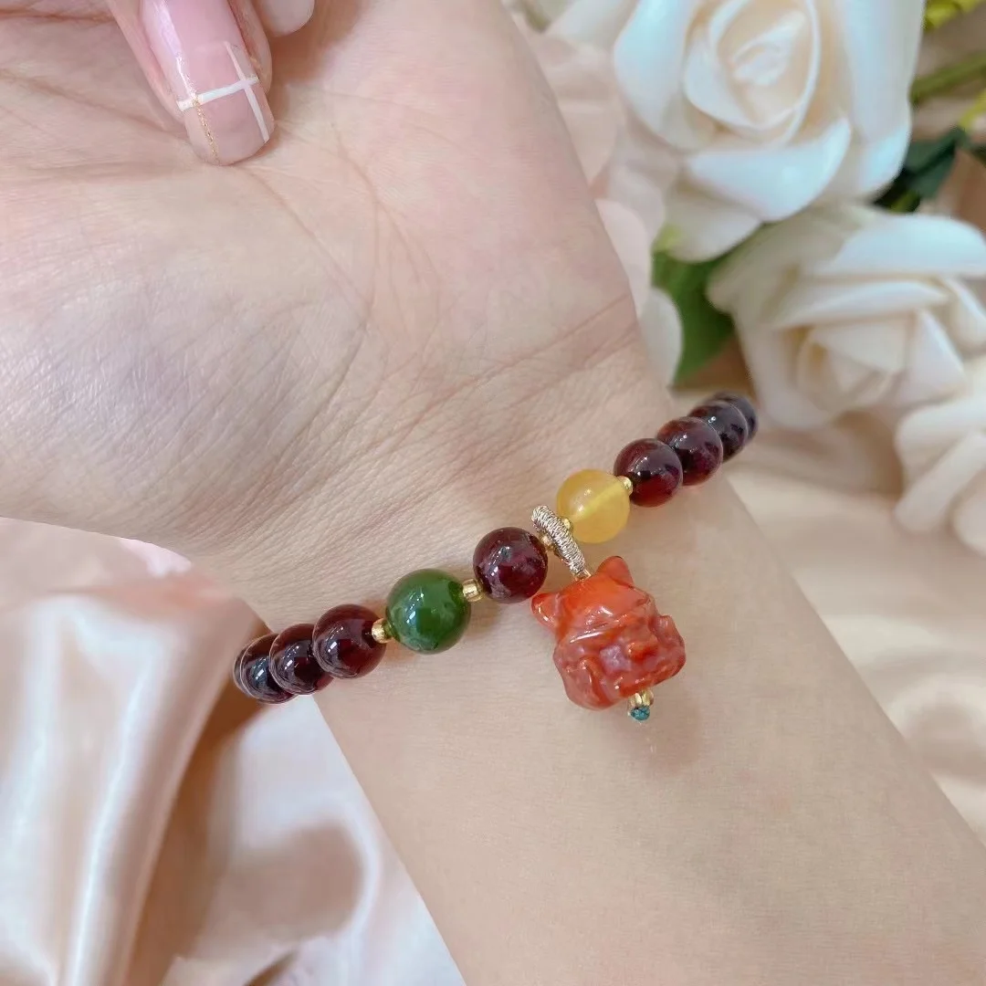 

Latest Fine jewelry Red blood amber Bracelet Boutique A Goods Jade Bracelet hand Chain Bangle Top Jewelry Accessories Gift