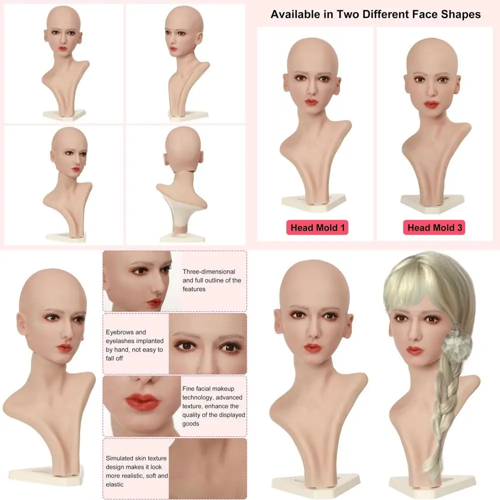 

Silicone Female Mannequin with Display Wig, Scar, and Glasses for Art Collection, Lifelike Skin Tone