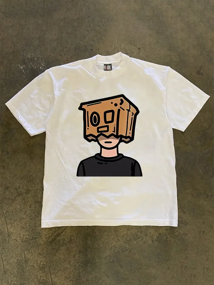 Loose Fit Cotton Short Sleeve T-Shirt Unisex Casual Comfortable Breathable Pure Cotton Double Thread T-Shirt for Summer