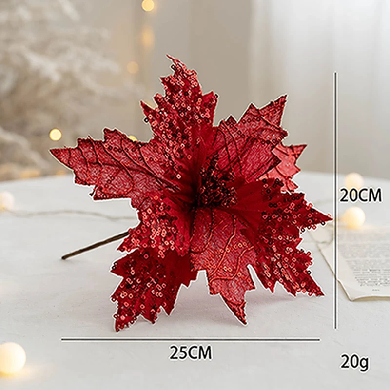 2025 Artificial Christmas Flower Gold Silver Christmas Tree Decoration Xmas Gifts New Year Home Table Vase Christmas Decor Home