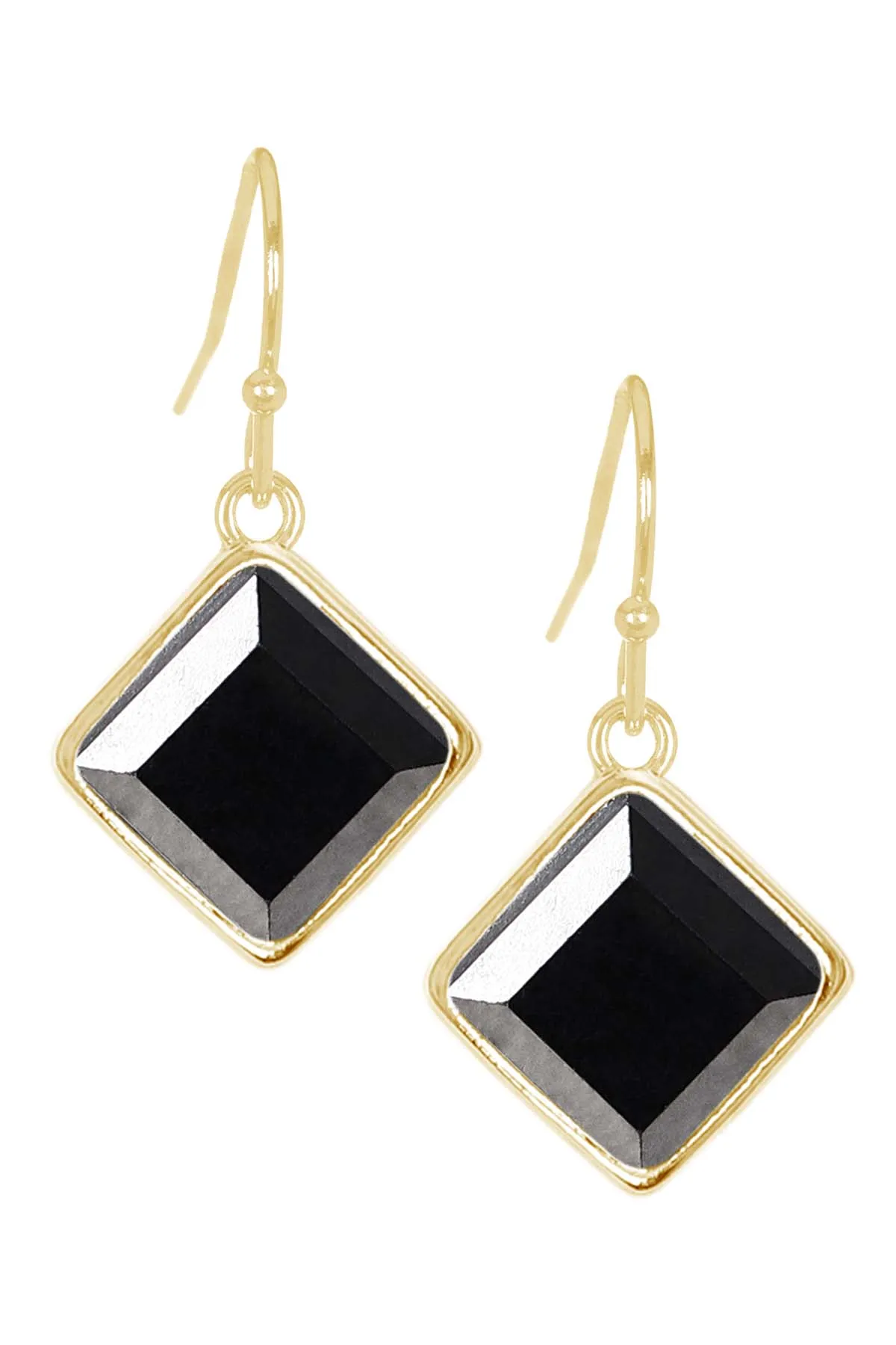 

Black Onyx Fancy Cut Square Drop Earrings Gemstone Earrings For Women