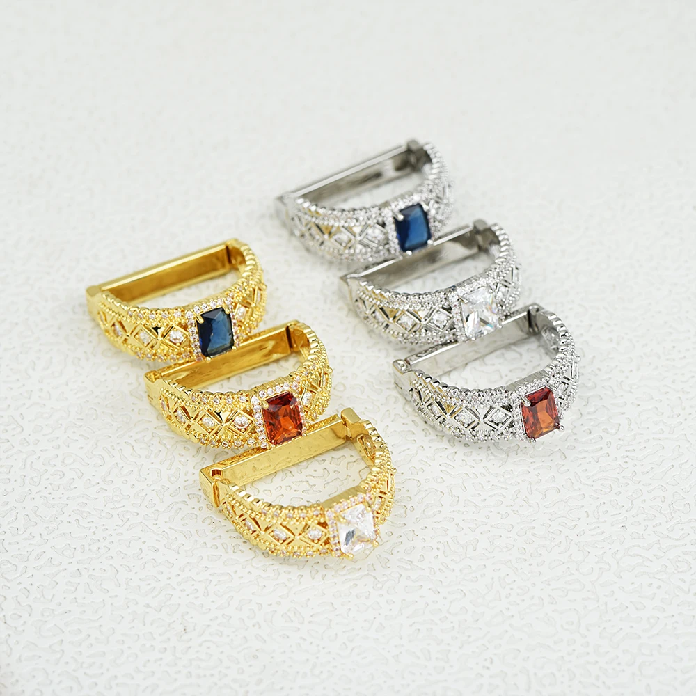 ICEYY Clips de corbata Anillo de corbata versátil para hombre Anillo de hebilla con incrustaciones de circón de lujo Accesorios de joyería para hombres de negocios de boda