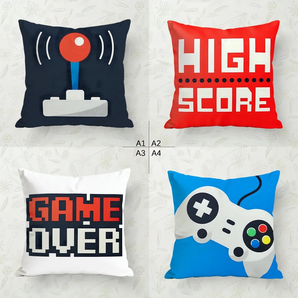 1PC 2D Flat Retro Gamer Decorative Throw Pillow Covers Game Room Cushion Cases Non-real Embroidery, Pillowcase Decoration