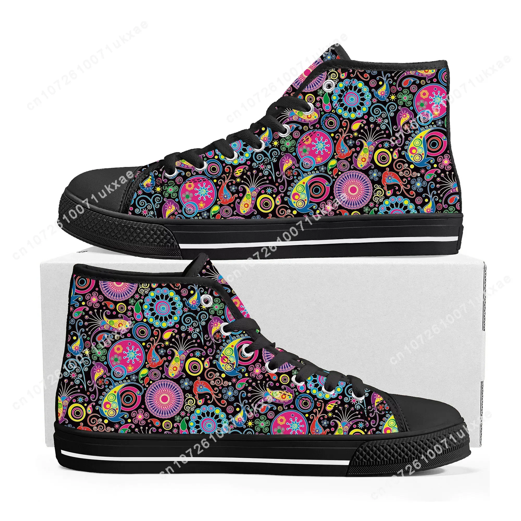 Bohemia Mandala Flower Print High Top Sneakers Mens Womens Teenager High Quality Canvas Sneaker couple Casual Shoe Custom Shoes