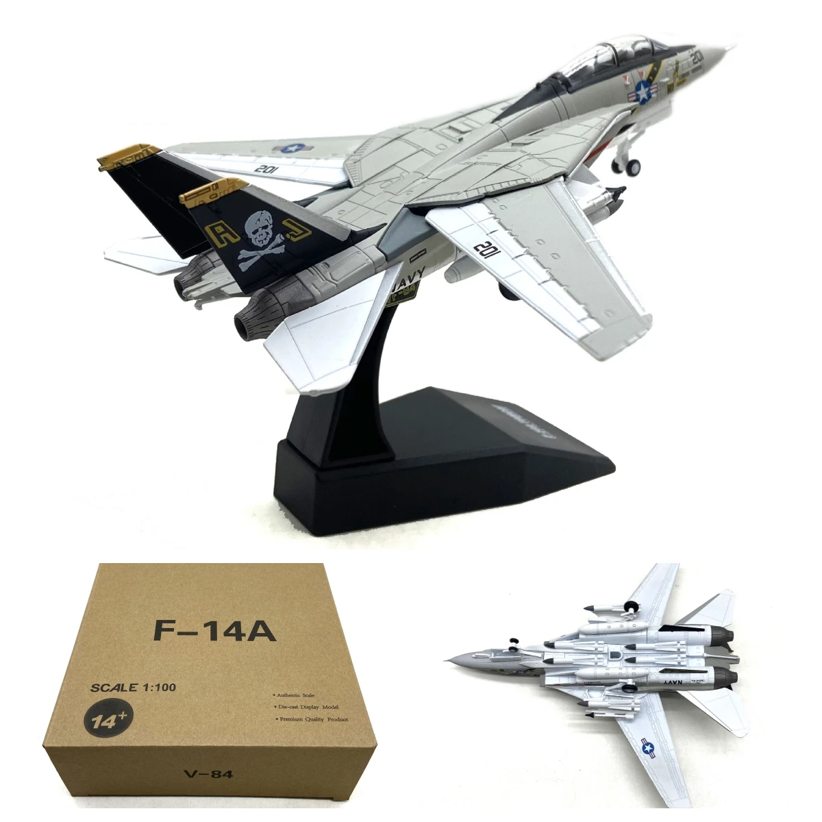 

Модель самолета F14A Tomcat, масштаб 1/100, модель реактивного истребителя США (складное крыло, металлический литой самолет, сувенирный самолет, игрушка