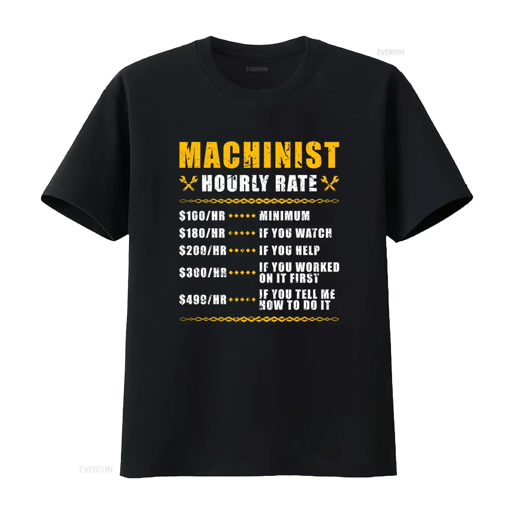 Machinist Hourly Rate Tradesperson Machining Professional T Shirt with Mechanic Pricing Design vintage Washed Unisex Stretched