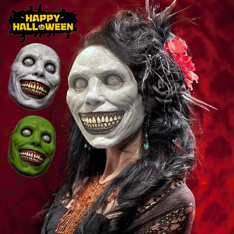 

Creepy 3D Demon Mask Halloween Terrifying Smiling Face Adult Haunt Prop Adjustable Costume Party Decoration Latex