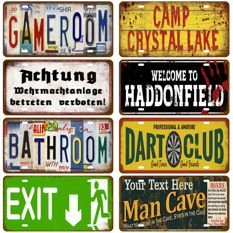 

Vintage Metal Plate Tin Sign Plates Bar Retro Metal Sign Wall Art Mural Aesthetic Room Home Decor Items Poster Garage Decoration