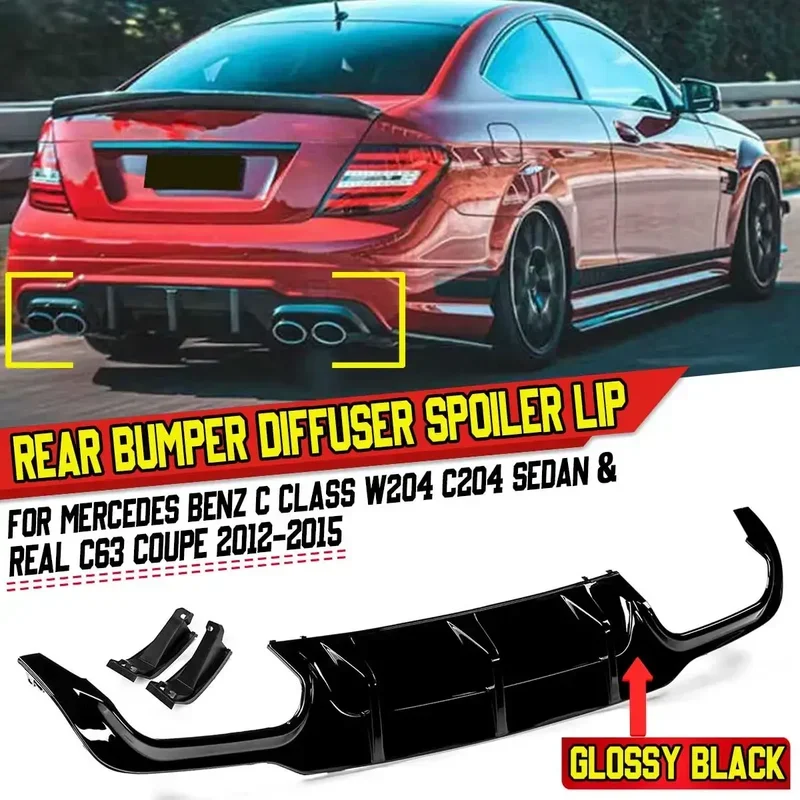 For Mercedes Benz C-Class W204 Rear Bumper Lip Spoiler Diffuser Body Modification Accessories 2012-2015