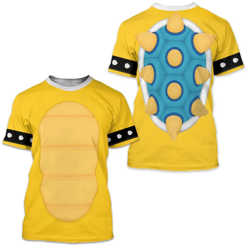 summer Cartoon Bowser 3d Printed Quick-drying T-shirts Harajuku Boys Girls Casual Turtle Cosplay Tops Children