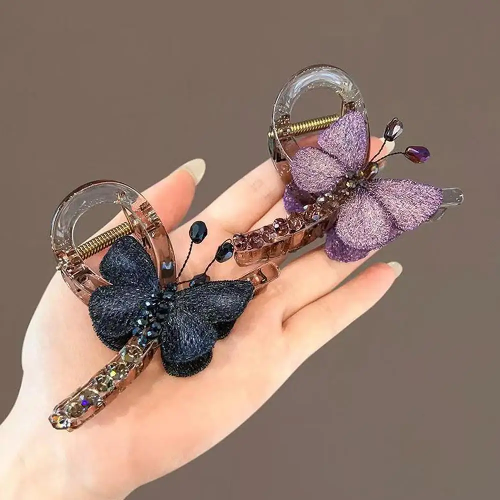 

Rhinestone Hair Clip Embroidered Butterfly Grab Clip Medium Size Hair Claw Elegant Hair Accessories DIY Retro Decor Hairpin