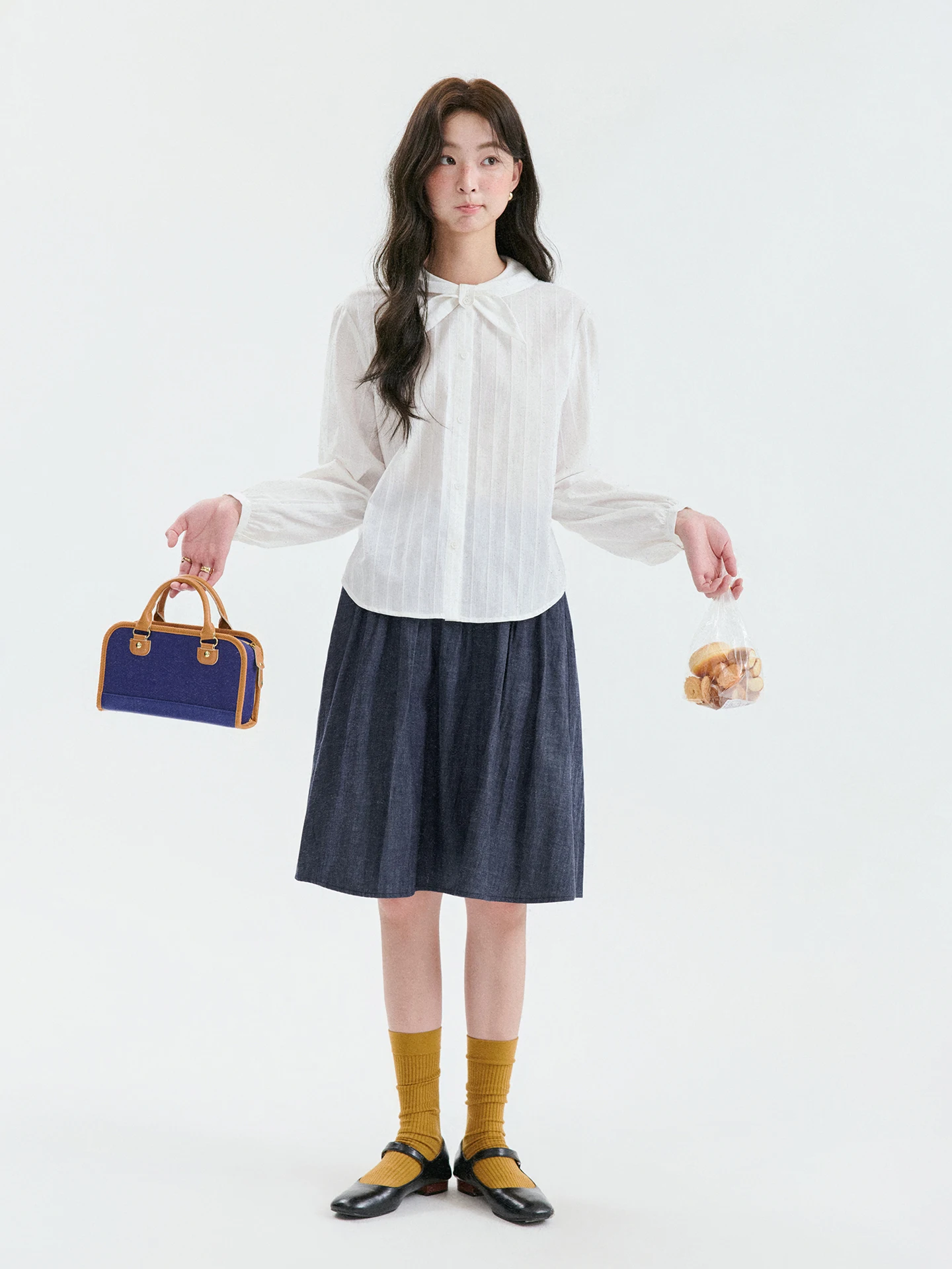 High Waist A-Line Denim  Skirt for Women Pure Color Versatile Short Skirt Autumn New Style North Island AMUU Korean Style