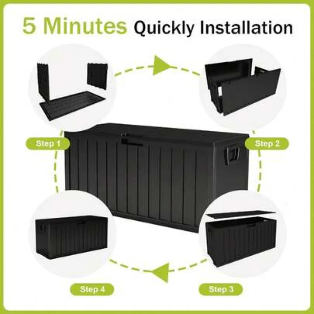 75 Gallon Outdoor Storage Box Waterproof Heavy Duty Deck Box Patio Garden Furniture Cushion Pool Toy Organizer Package Delivery Bin for Front Door Porch Balcony Camping Gear Container Large Capacity Lockable Lid