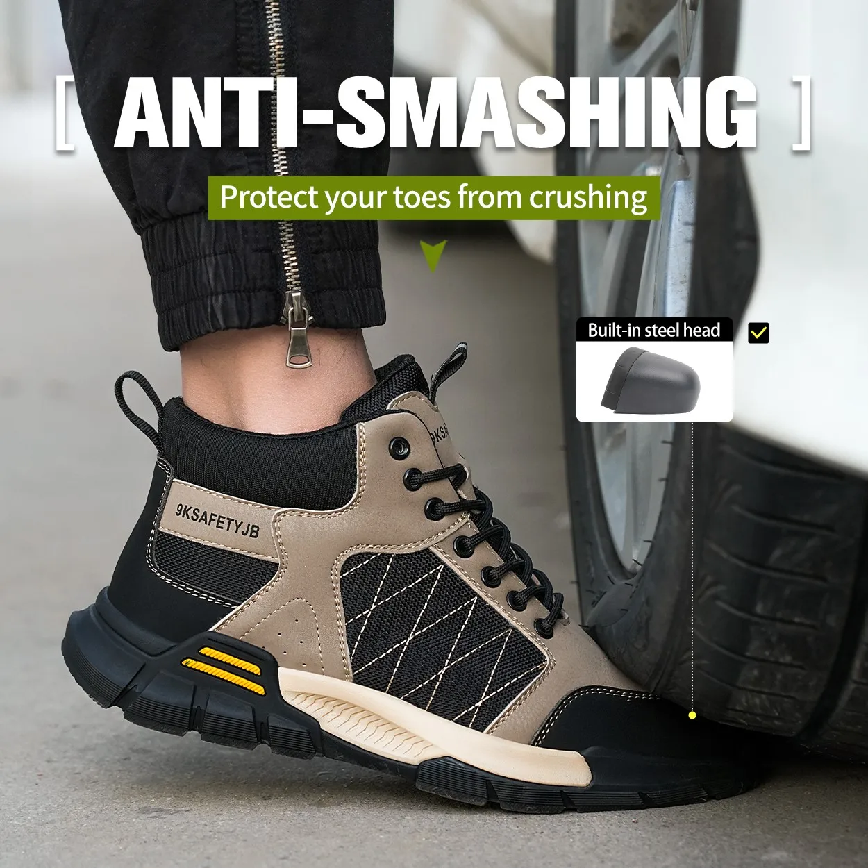 2024 New Safety Shoes Men's Anti Smashing Anti Piercing Protection Shoes With Wear-resistant Cow Tendon Soles Steel Toe Caps